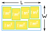 Floor plan of a rectangular room with length L and width W